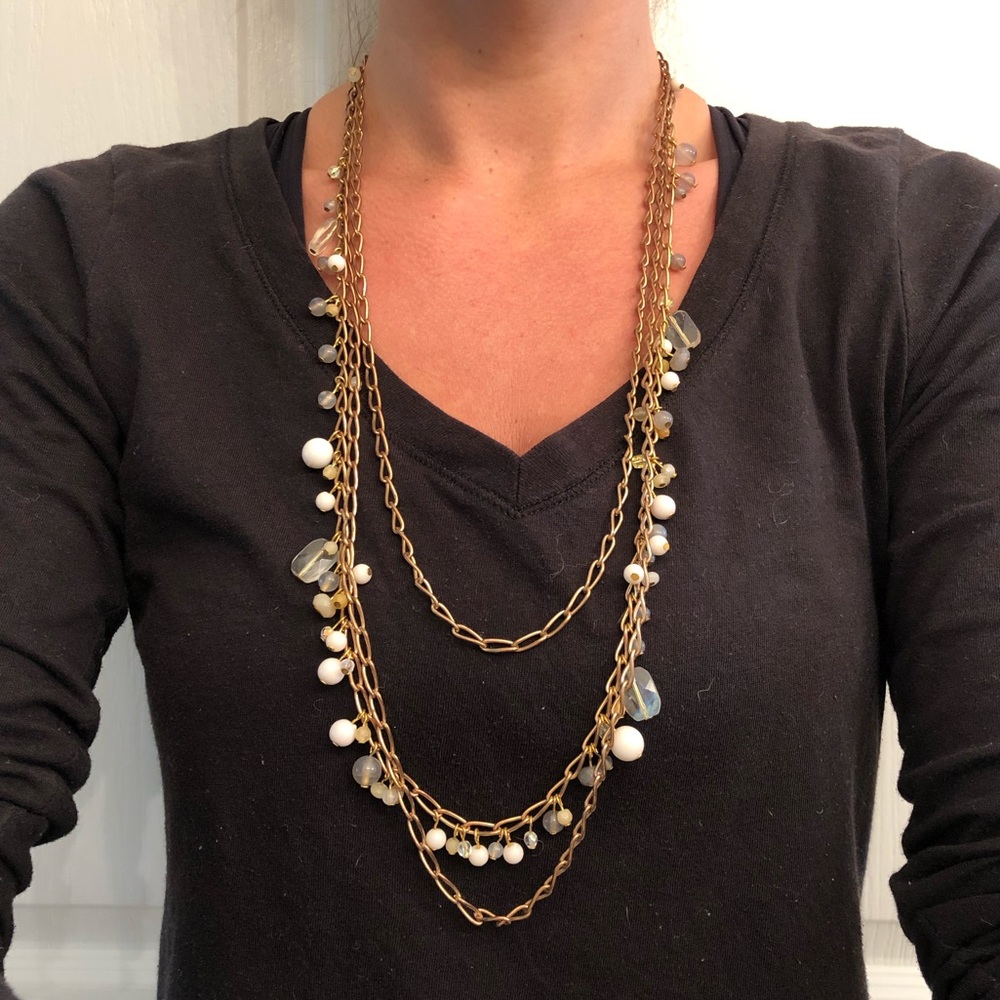 Cousin Claudine | Faux Stone Triple Chain Necklace